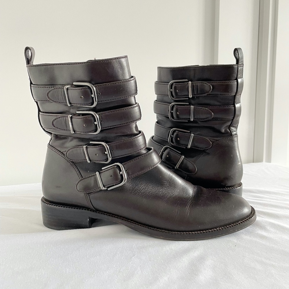 Via Spiga Bara Moto Boot Dark Brown Size 9.5 / EU 41